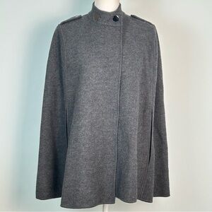 Jones New York Grey Wool Blend Cape With Shoulder Epaulets